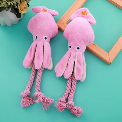 Squeaky Cotton Rope Octopus Dog Toy, Chew-Resistant