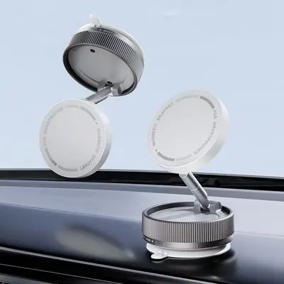 Foldable Car Phone Holder with Vacuum Suction and Magnetic Mount - 8
