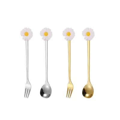 Stainless Steel Cartoon Fruit Spoon and Fork Set for Kids - 9