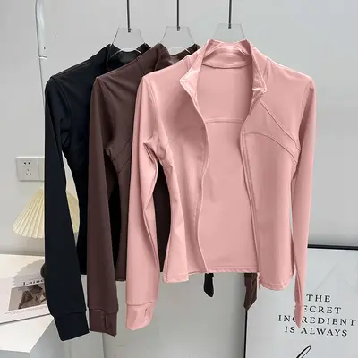 Women's yoga jacket, fleece, slim fit - 10