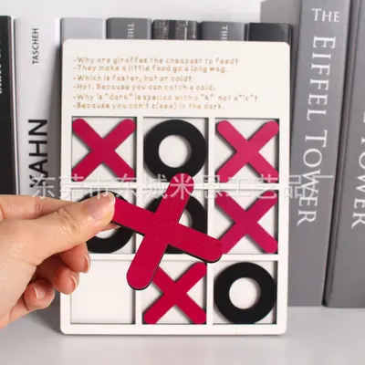 Wooden Nine-Grid XO Tic-Tac-Toe Board Game for Kids - 9