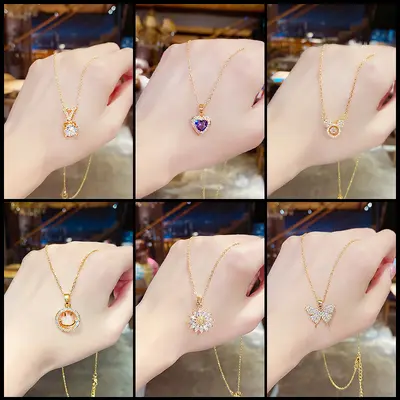 Leichte Luxus-Titanstahl-Halskette für Damen, verblasst nicht, vielseitig, hochwertiges Collier, Nischendesign, einfache Schlüsselbein-Kette, grenzüberschreitende Accessoires