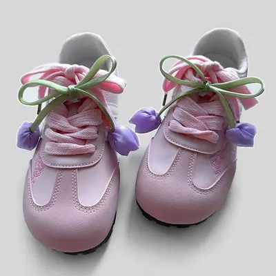 Korean-Style Ballet Tulip Shoe Buckle Decorative Charms for Trainers and Canvas Shoes, Sweet Pink Girly Shoe Accessories