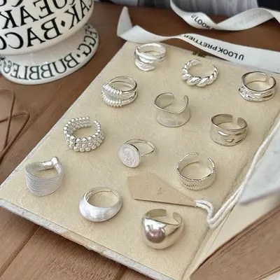 925 gümüş halka, açık tasarım, kore tarzı, minimalista
