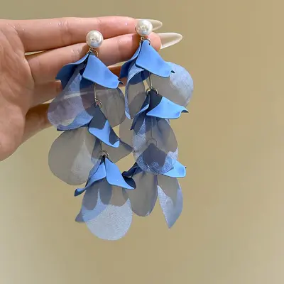 Qisi Miaoxiang ~ Farbenfrohe Dopamin Stoff-Perlen Ohrringe Damen Ohrstecker Strandurlaub Stil Ohrringe Ohrklemmen - 13