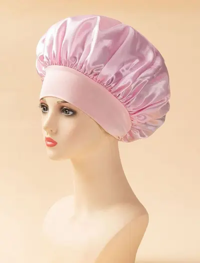 Wide-Brim Elastic Hair Cap, Satin Sleep Cap for Women - 7