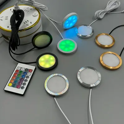 USB One-Two 5V RGB пульт дистанционного управления круглый ультратонкий светильник RV 8 мм круглый светильник для трансграничной торговли специальный светодиодный светильник для гардеробной и витрины шкафа