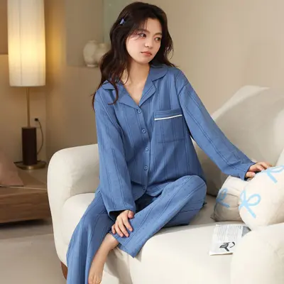 Women's Pajama Set, Long Sleeve, Autumn Winter, Plus Size Home Wear - 7