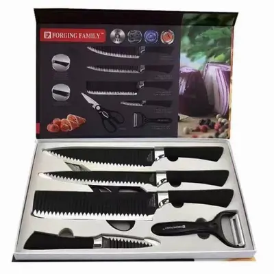 6 parçalı yapışmaz bıçak seti, dalga desenli 238A - 2