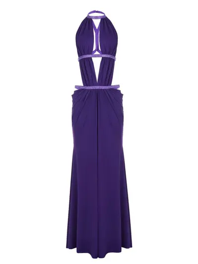 Rückenfreies Neckholder-Spitzenkleid für Damen, lang
