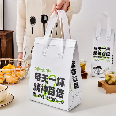 Custom Non-Woven Takeaway Bag for Coffee and Milk Tea