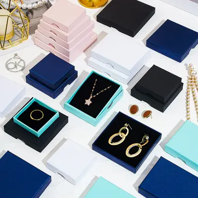 In-Stock Cross-Border Jewelry Box 1.6cm Top and Bottom Lid Necklace Earring Pearl Jewelry Box Ring Earring Packaging Box