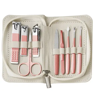 Heimat schräge Nagelschere Mädchen Rosa Set Edelstahl Ohrlöffel Nagelschere Augenbrauenschere Maniküre- und Pediküre-Werkzeuge