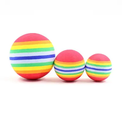 Pet Super Q Striped Rainbow Ball Foam Ball Dog Toy Cat Rainbow Ball Pet Supplies In Stock Wholesale