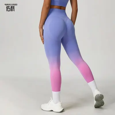 Avrupa ve Amerika'da çok satan batik boyalı gradyan kadın tayt, kalça kaldırıcı spor fitness yüksek bel pantolon, spor dar kesim pantolon, yoga pantolonu