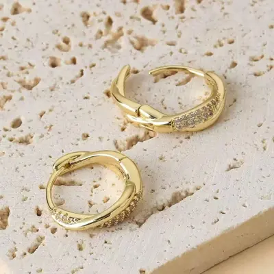 Ohrringe, Kupfer Zirkonia, Kreuzdesign, Damen