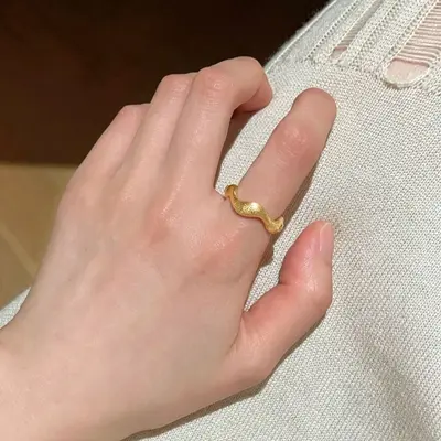 S925 sterling silver geometric zircon stackable ring, gold-plated - 5