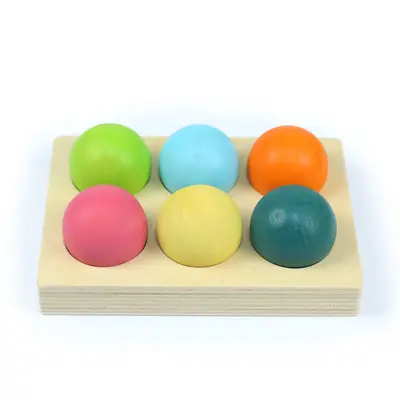 Holz-Regenbogen-Steckkugeln mit 12-Farben-Sortierbrett - 9