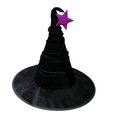 Halloween Witch Hat, Black Velvet, Party Hat - 8