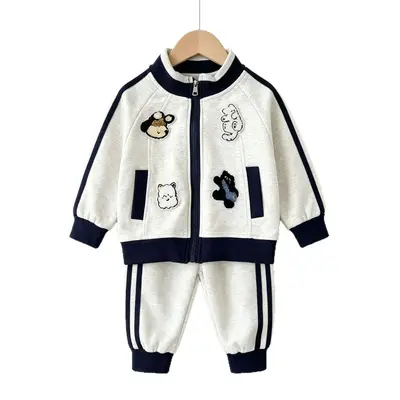 Children's sportswear set, raglan sleeves, towel embroidery, two-piece