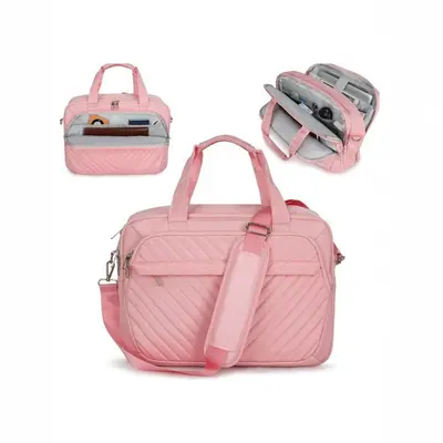 Pembe İş Tipi Taşınabilir Laptop Çantası, Büyük Hacim, Su Geçirmez Naylon