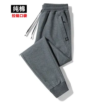 Men's pure cotton trousers spring and autumn tracksuit bottoms fashion loose straight men's sports pants cargo comfortable jogger pants