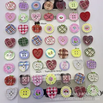 Renkli retro ekose DIY süs düğmesi karışık paket