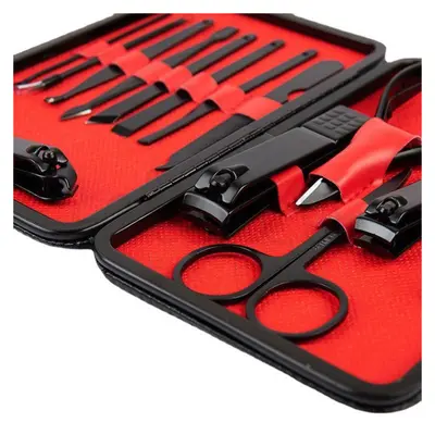 Black nail scissors set with nail clippers and manicure tools - 5