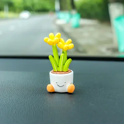 Cute Car Interior Decoration with Mini Potted Flowers - 10