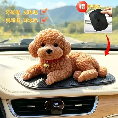 Sevimli simülasyon teddy köpek sıkma oyuncağı, araba torpido süsü - 9