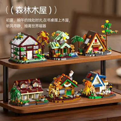 Forest Treehouse Architecture Model Set, Micro Building Blocks