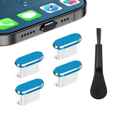 Beş İşlevli Type-C Veri Portu USB Toz Kapağı Telefon Şarj Portu Metal Toz Kapağı Fırçalı - 8