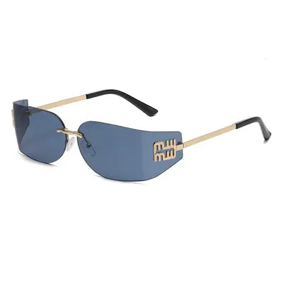 Frameless Metal Narrow Frame Retro Sunglasses for Women - 6