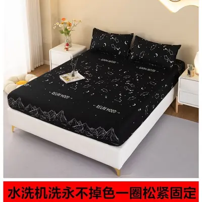 Washed cotton all-inclusive elastic fitted sheet single piece Simmons bed cover bedspread mattress protector dust cover non-slip sheet - 7
