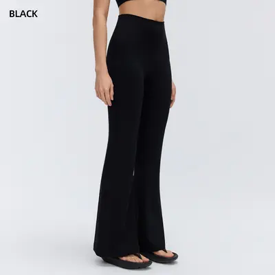 Yüksek bel yoga taytı kadın şeftali kaldırma flare pantalonu D26017 - 10