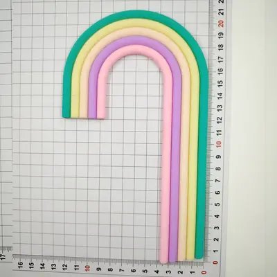 Arch Cake Decoration with Rainbow Soft Rubber Figurine, Red Pink Forest Theme