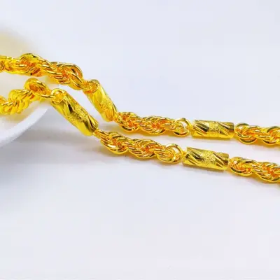 Brass jewelry men's necklace bold twisted chain gold plated decorative men's necklace cross-border factory wholesale