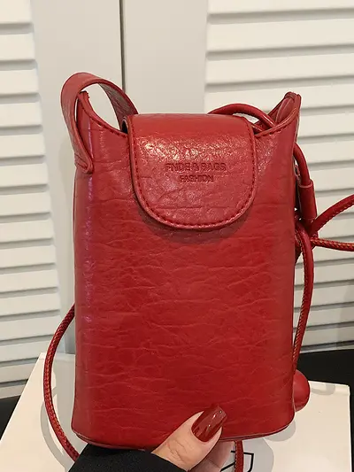 Women's Bucket Bag, Single Shoulder Crossbody, Solid Color