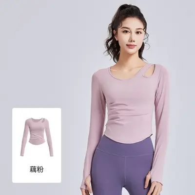 Damen Langarm-Pilatesoberteil, schulterfrei mit Cut-outs, Herbst/Winter - 8