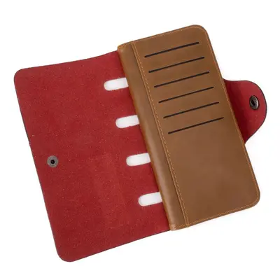 Men's Retro Leather Long Wallet baellerry Multi-Card Slots - 4