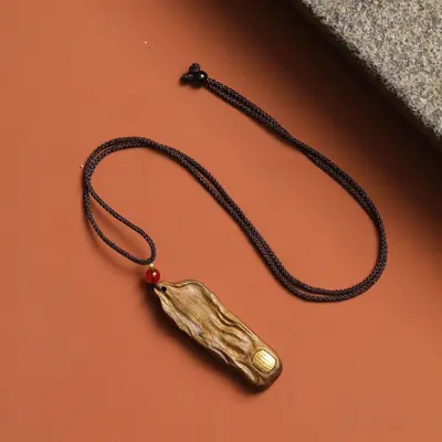 Agarwood oymalı el sanatları kolyesi, Buddha yazılı - 9