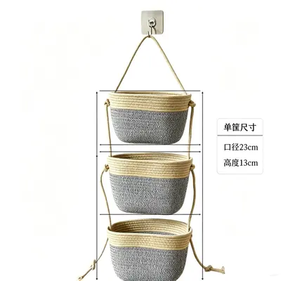 Three-Tier Wall-Mounted Storage Basket with Cotton Rope - 10