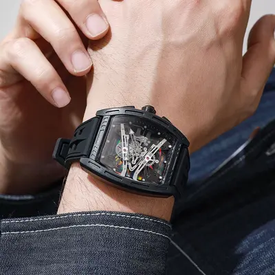 Richard Herren-Quarzuhr, Silikonarmband, durchbrochenes Design