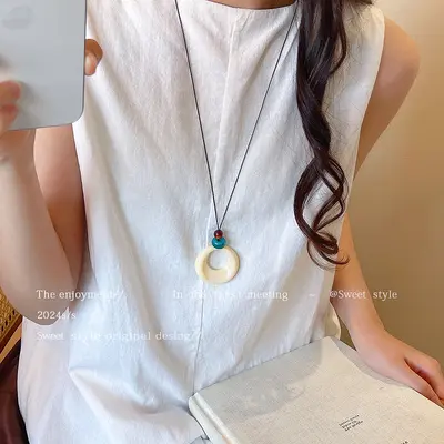 Ethnic style necklace, long sweater chain, women's accessory - 6