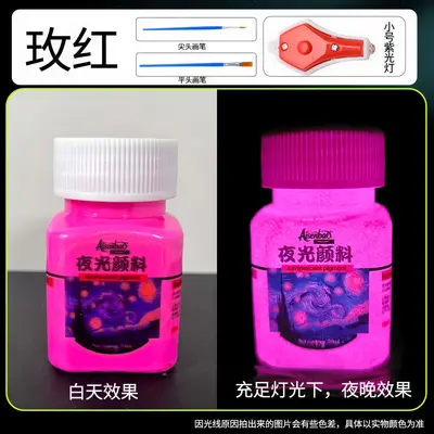 Luminous acrylic paint set, phosphorescent glow-in-the-dark - 12