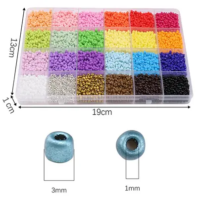 24-Fach Perlenset mit 3mm Perlen, DIY-Set für Armbänder und Halsketten
