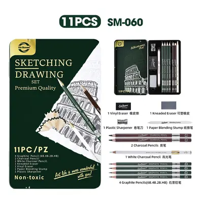 Xinbowen Skizzenstiftset, 12-teilig, 2B Kohlestift - 7
