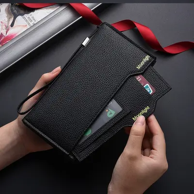 Long Men's Wallet, Soft Leather, Multi-Card Slots, Zipper - 5