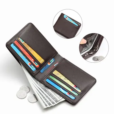 Kurze Herrenbrieftasche aus PU-Leder mit Kartenfach und Münzfach - 3