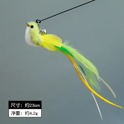 Simulated Bird Cat Teaser Wand, Long Pole, Replacement Feather Head